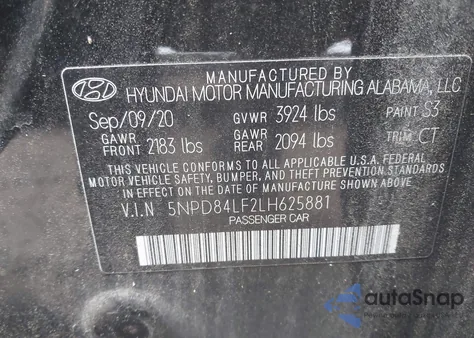 2020 Hyundai Elantra Value Edition из США, поврежденный, VIN 5NPD84LF2LH625881